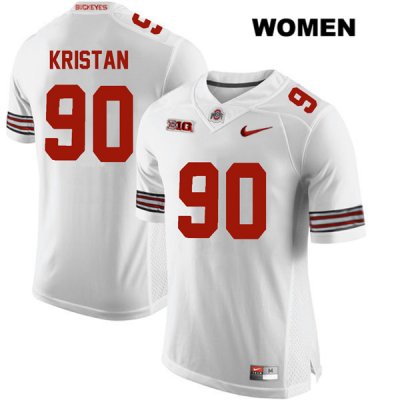Women's NCAA Ohio State Buckeyes Bryan Kristan #90 College Stitched Authentic Nike White Football Jersey OJ20E53CI